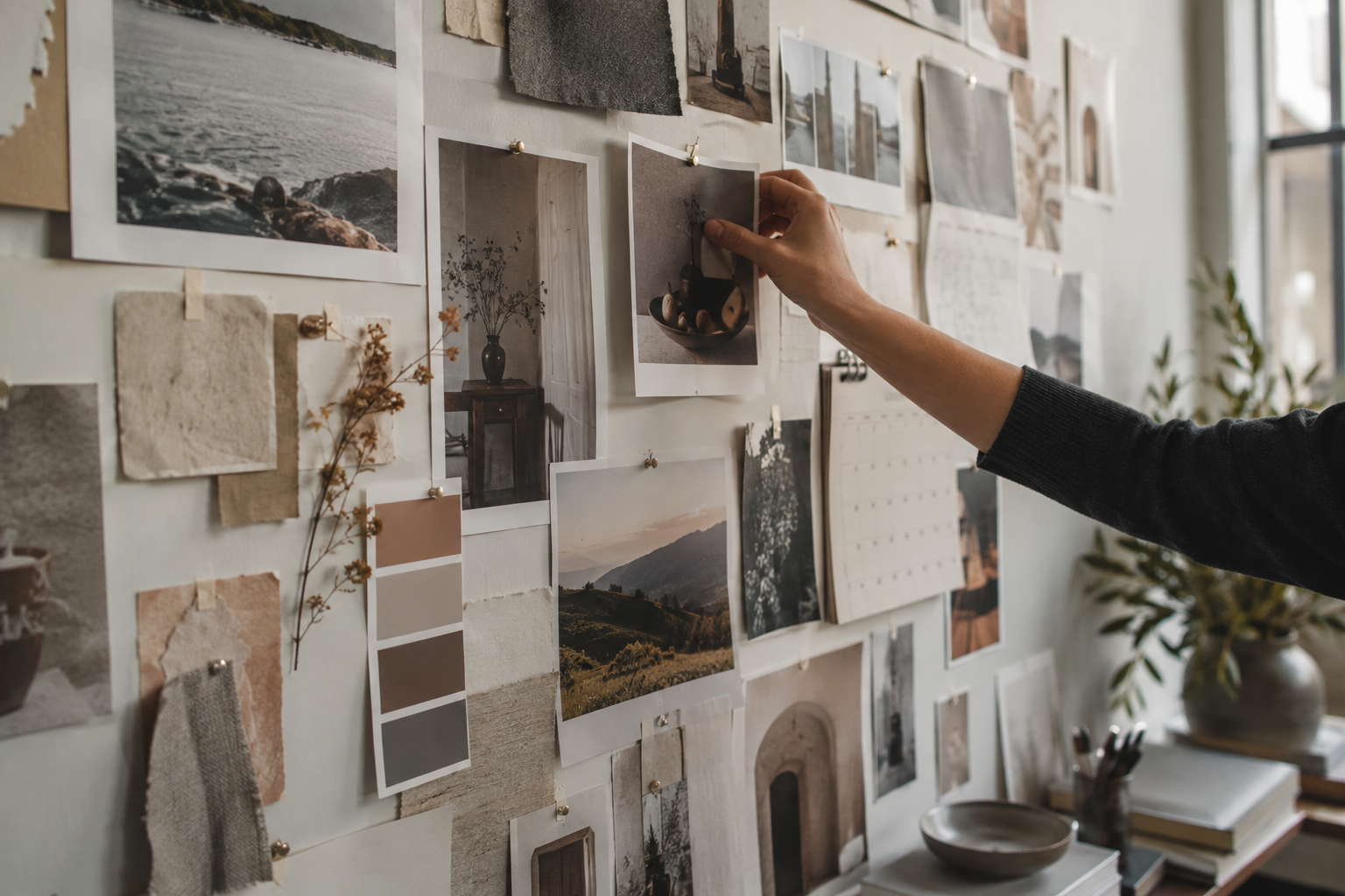 Editorial moodboard and strategy materials